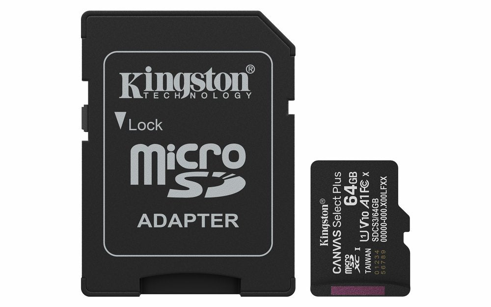 Kingston Technology microSDXC 64GB | Canvas Select Plus Gen3 | 100MB/s | A1 | + Adapter - Matmuis